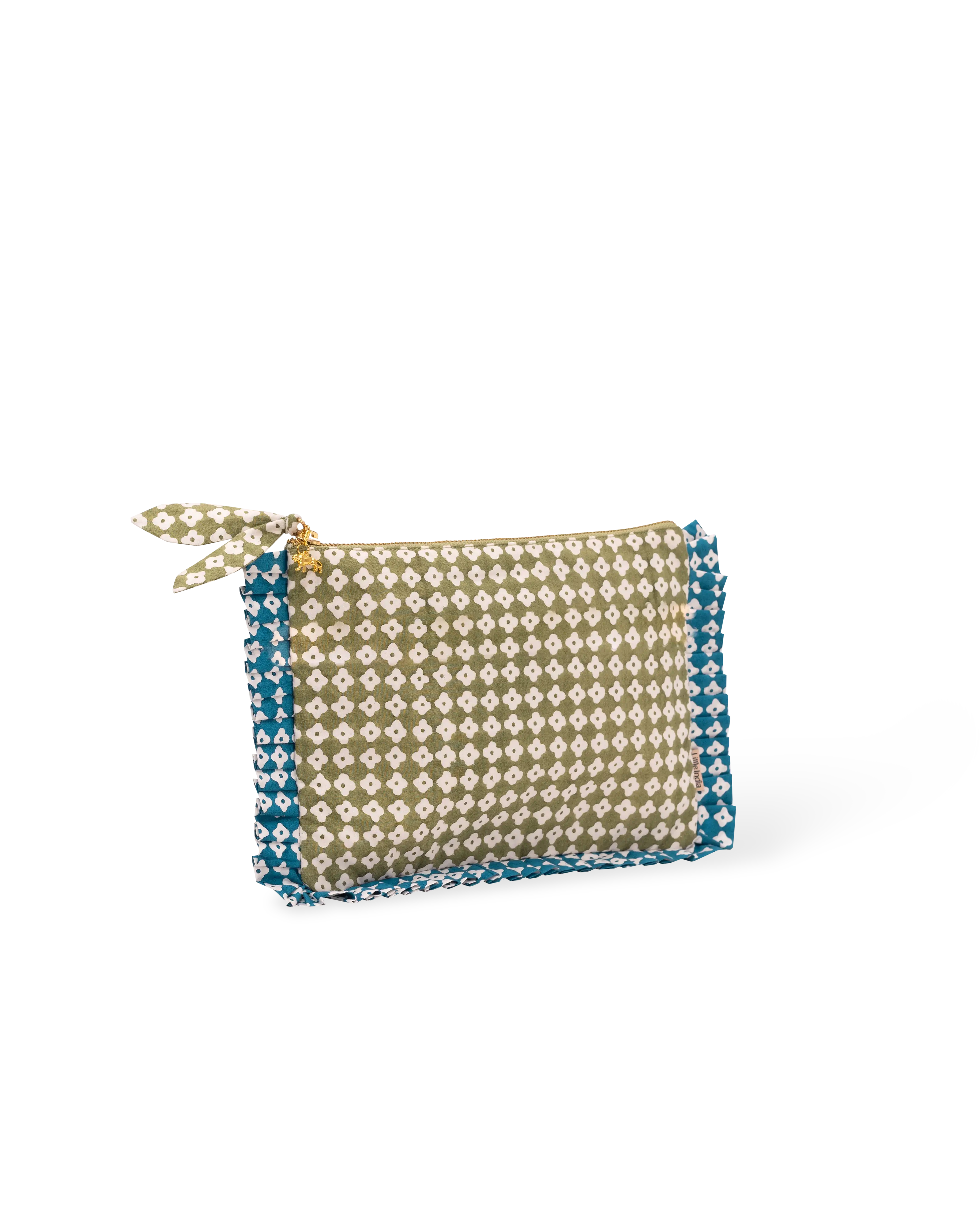 Green Dot Blossom Frill Everyday Pouch