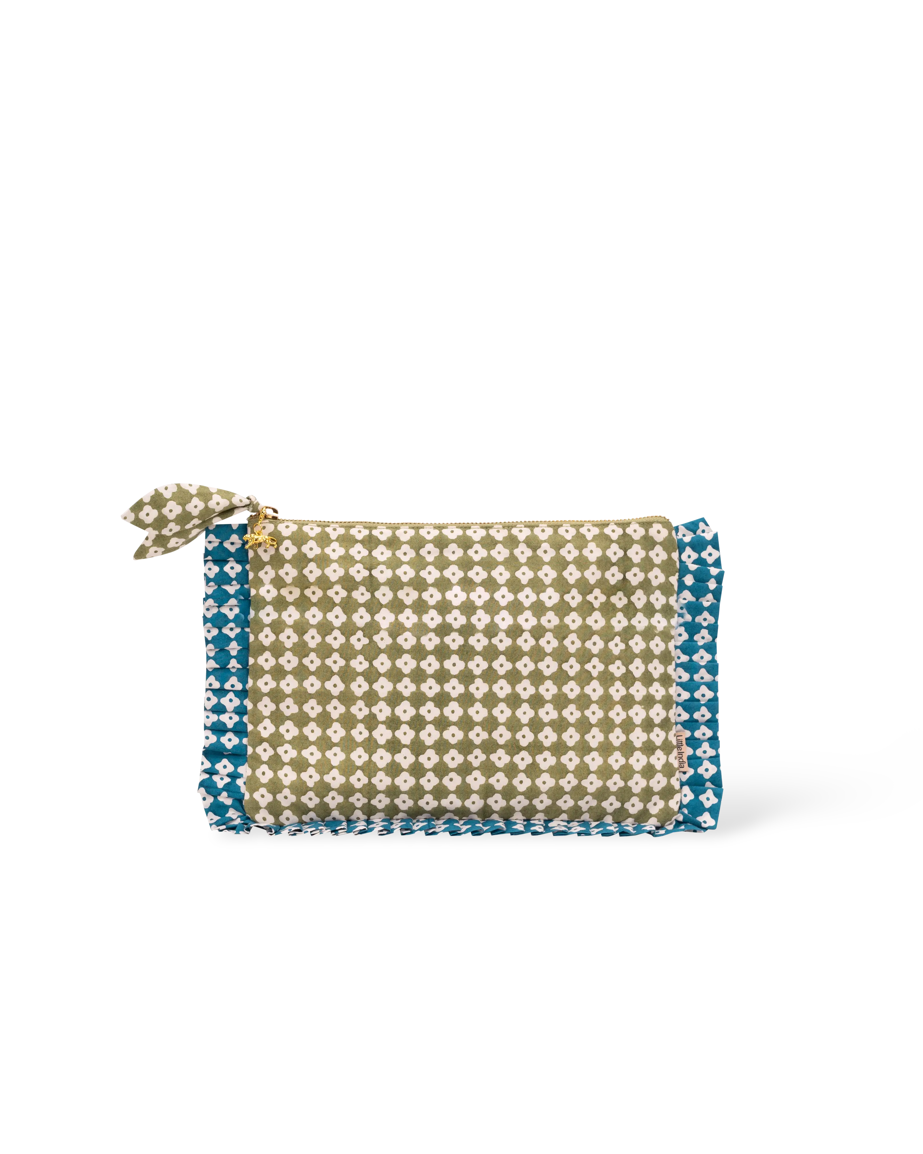 Green Dot Blossom Frill Everyday Pouch