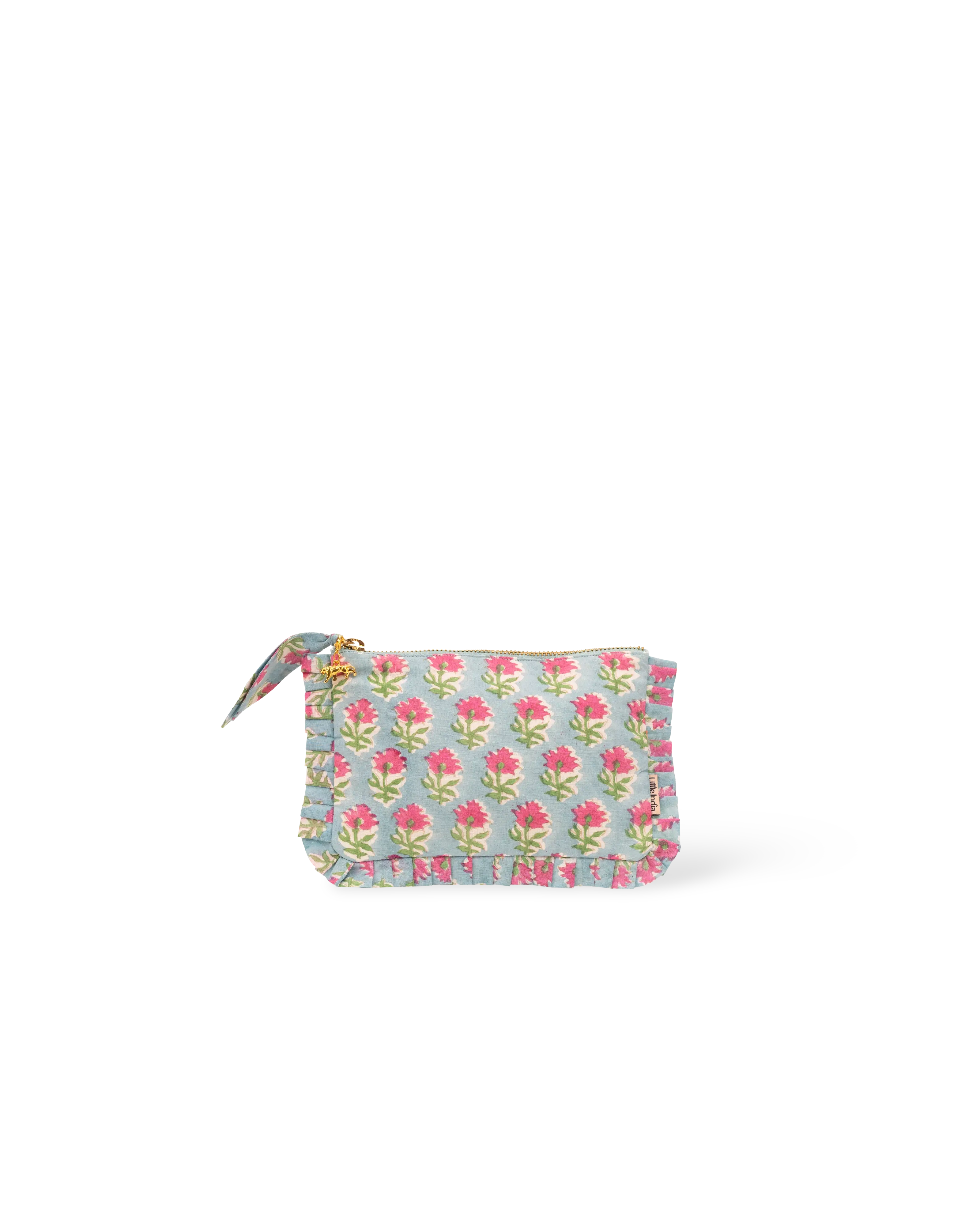 Blue Buta Frill Mini Pouch