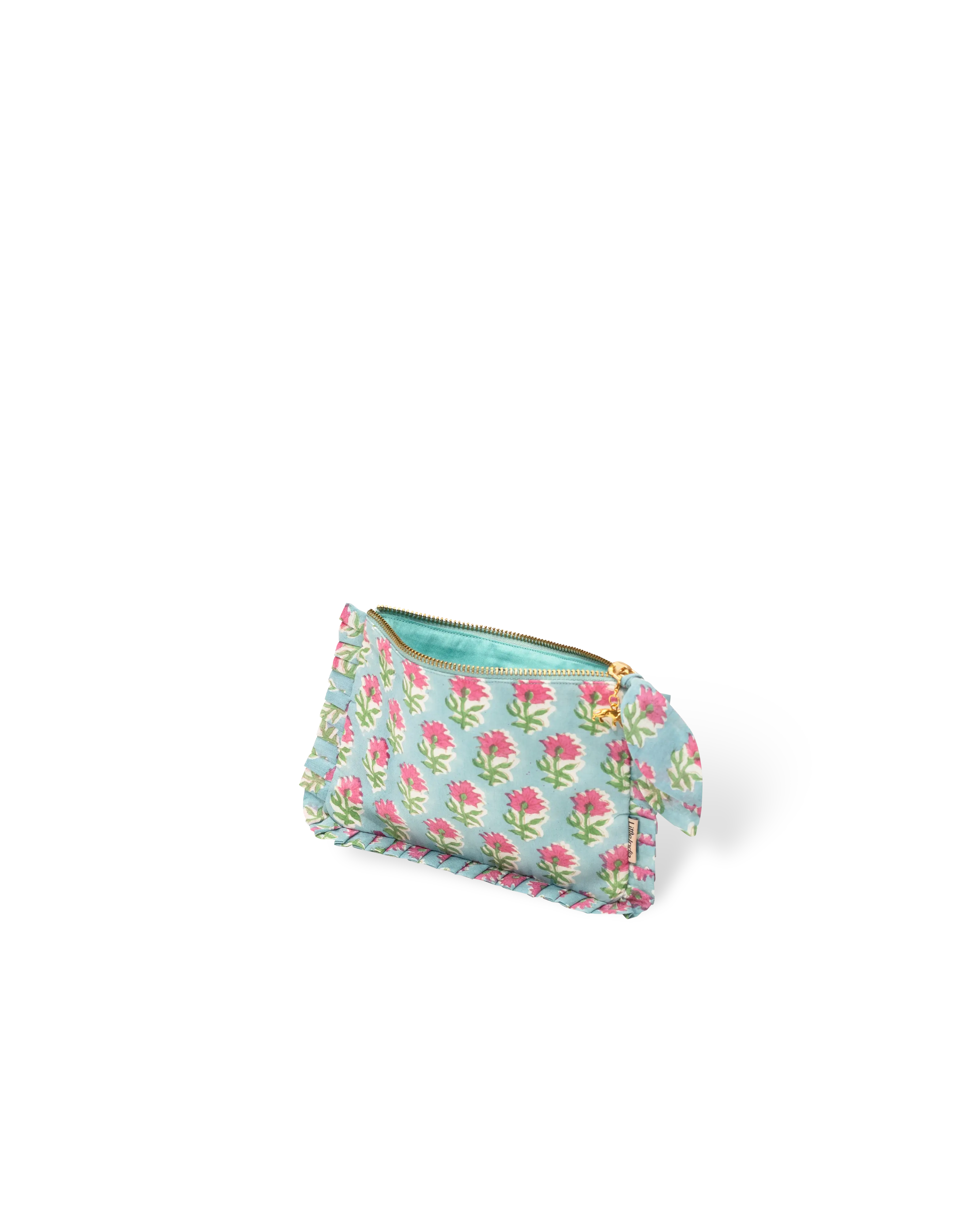Blue Buta Frill Mini Pouch