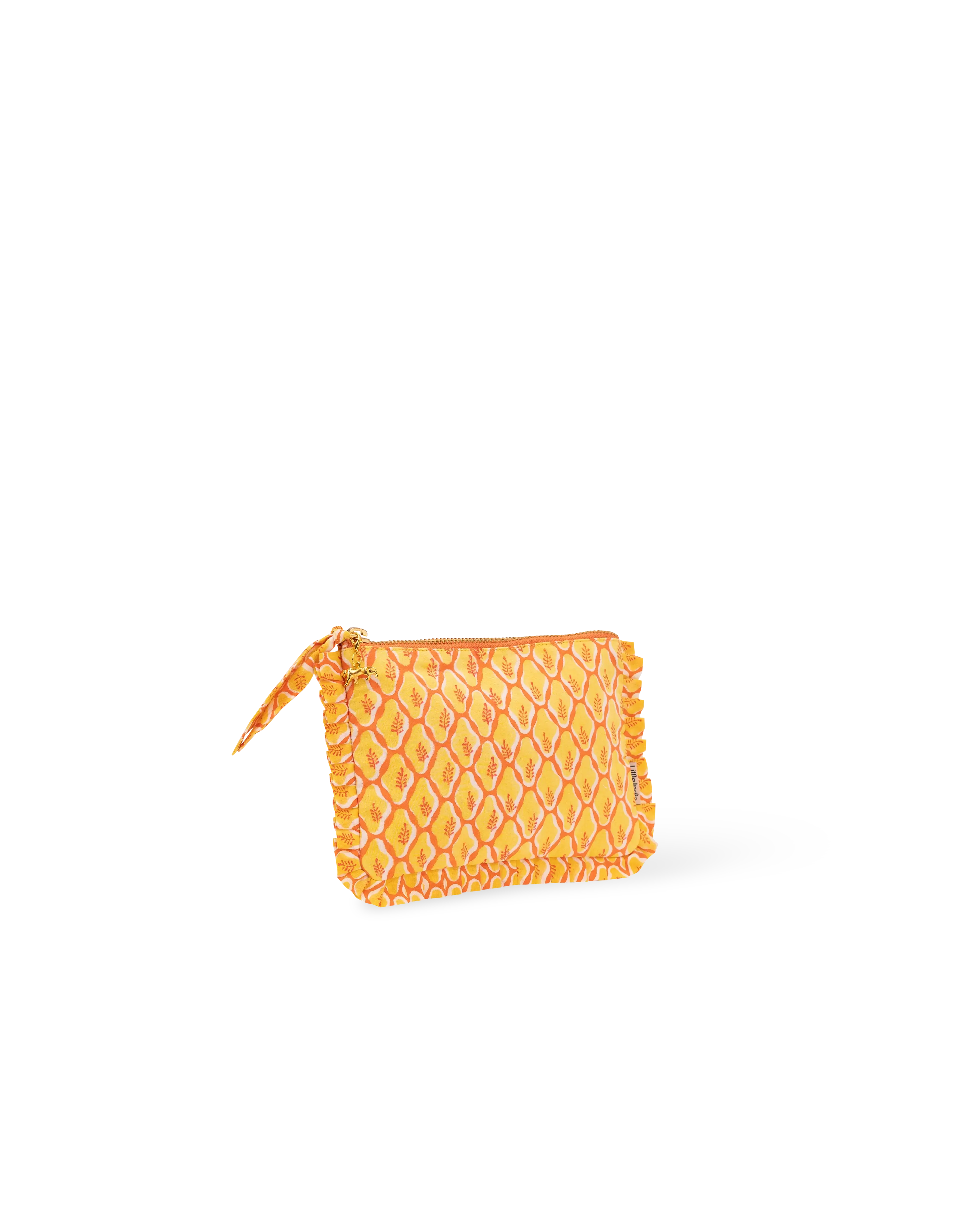 Mustard Buti Frill Mini Pouch