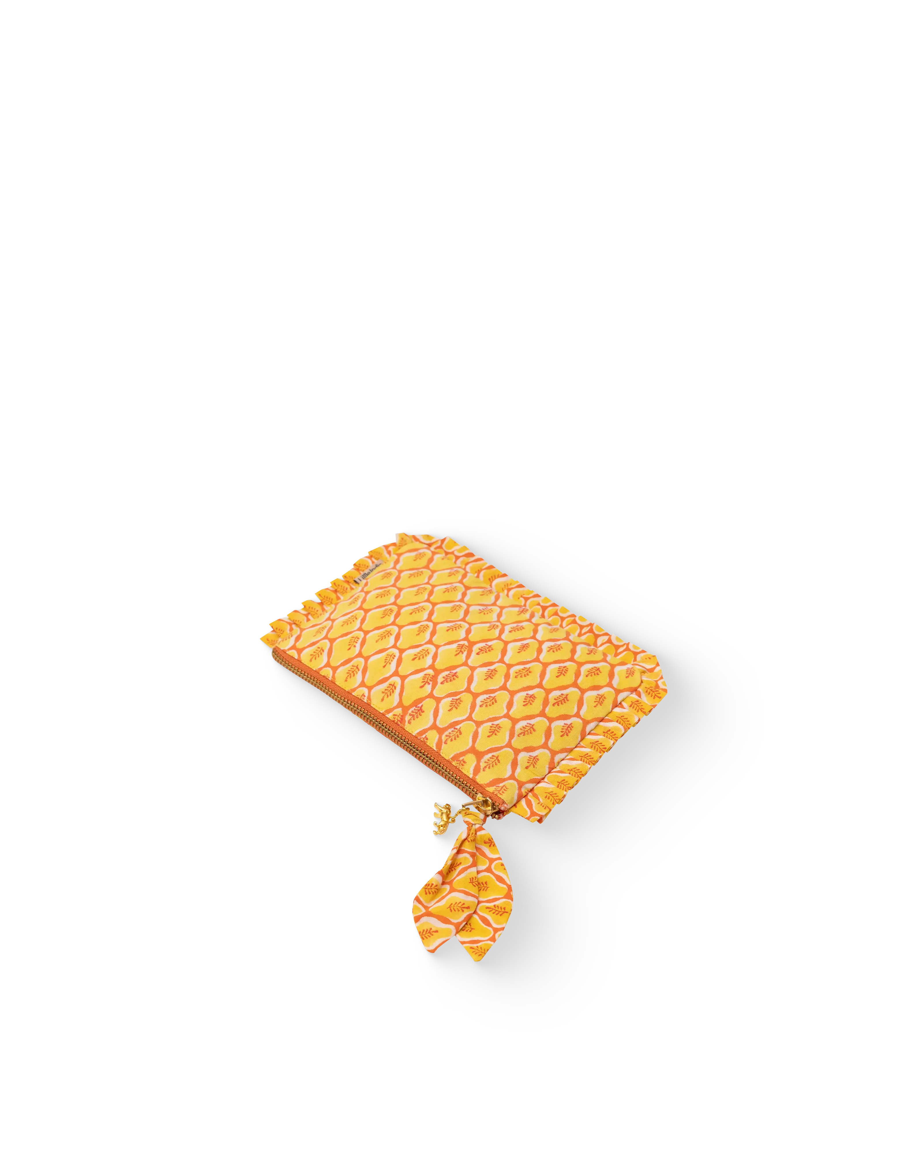 Mustard Buti Frill Mini Pouch