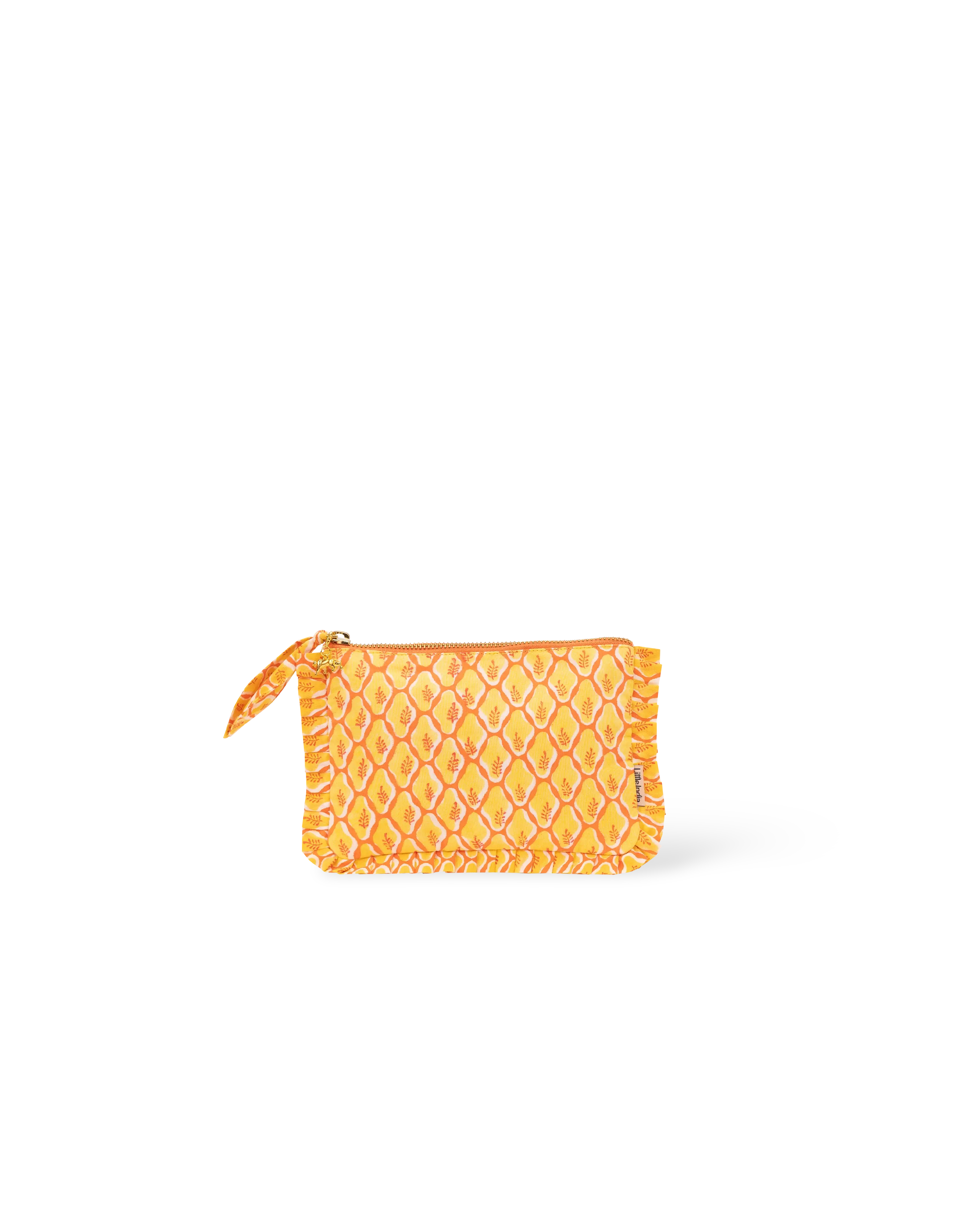Mustard Buti Frill Mini Pouch