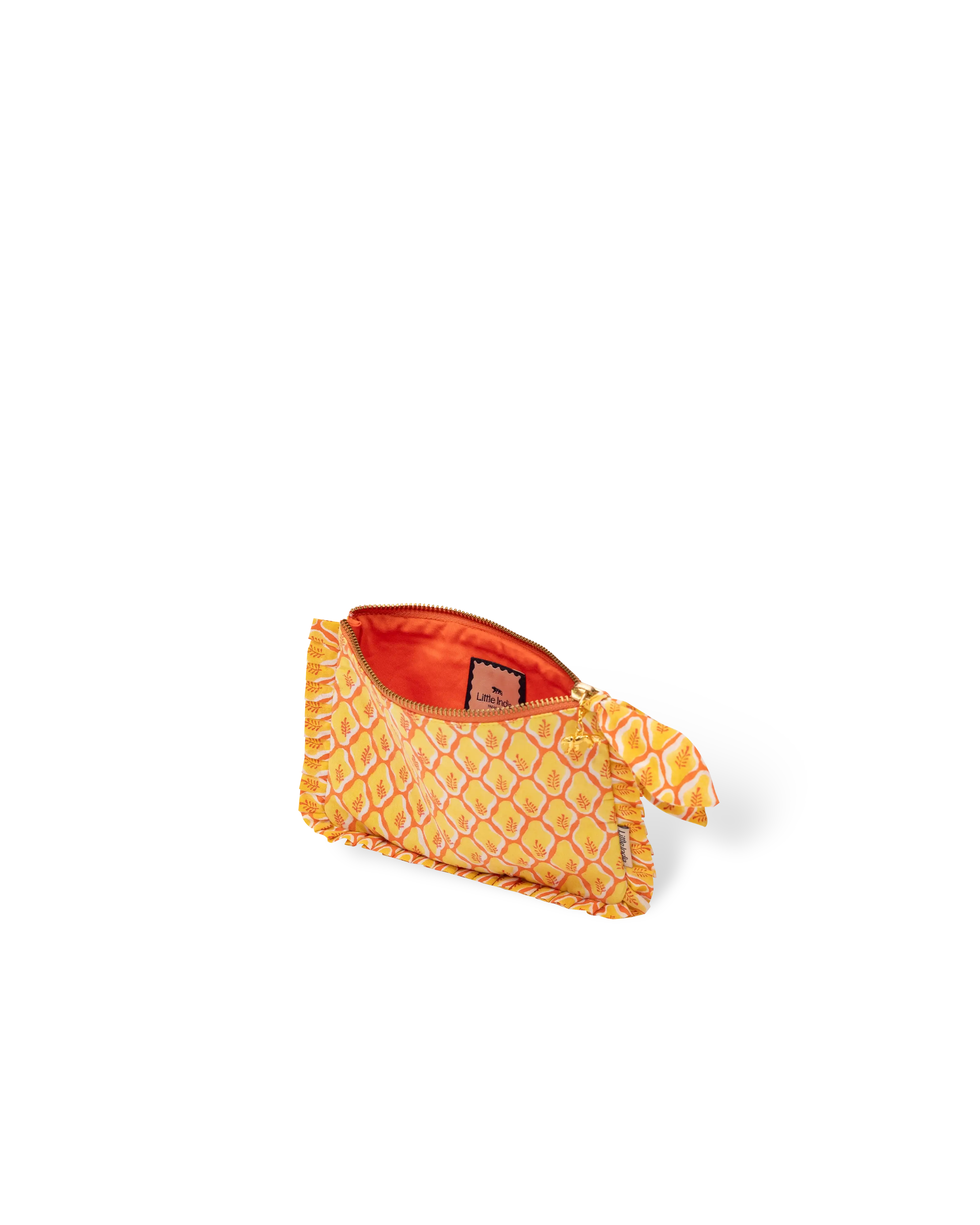 Mustard Buti Frill Mini Pouch