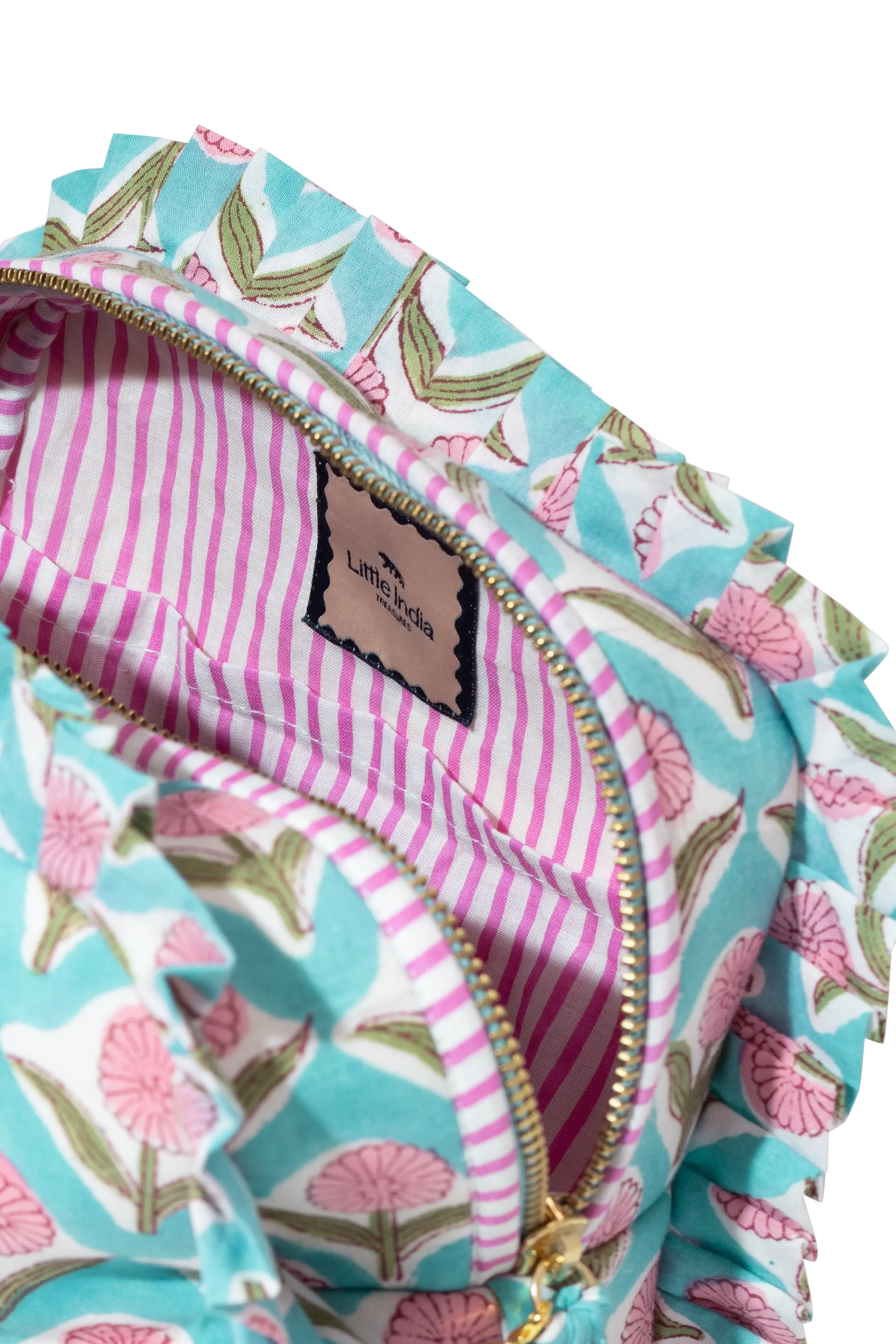 Aqua Daisy Frill Makeup Bag