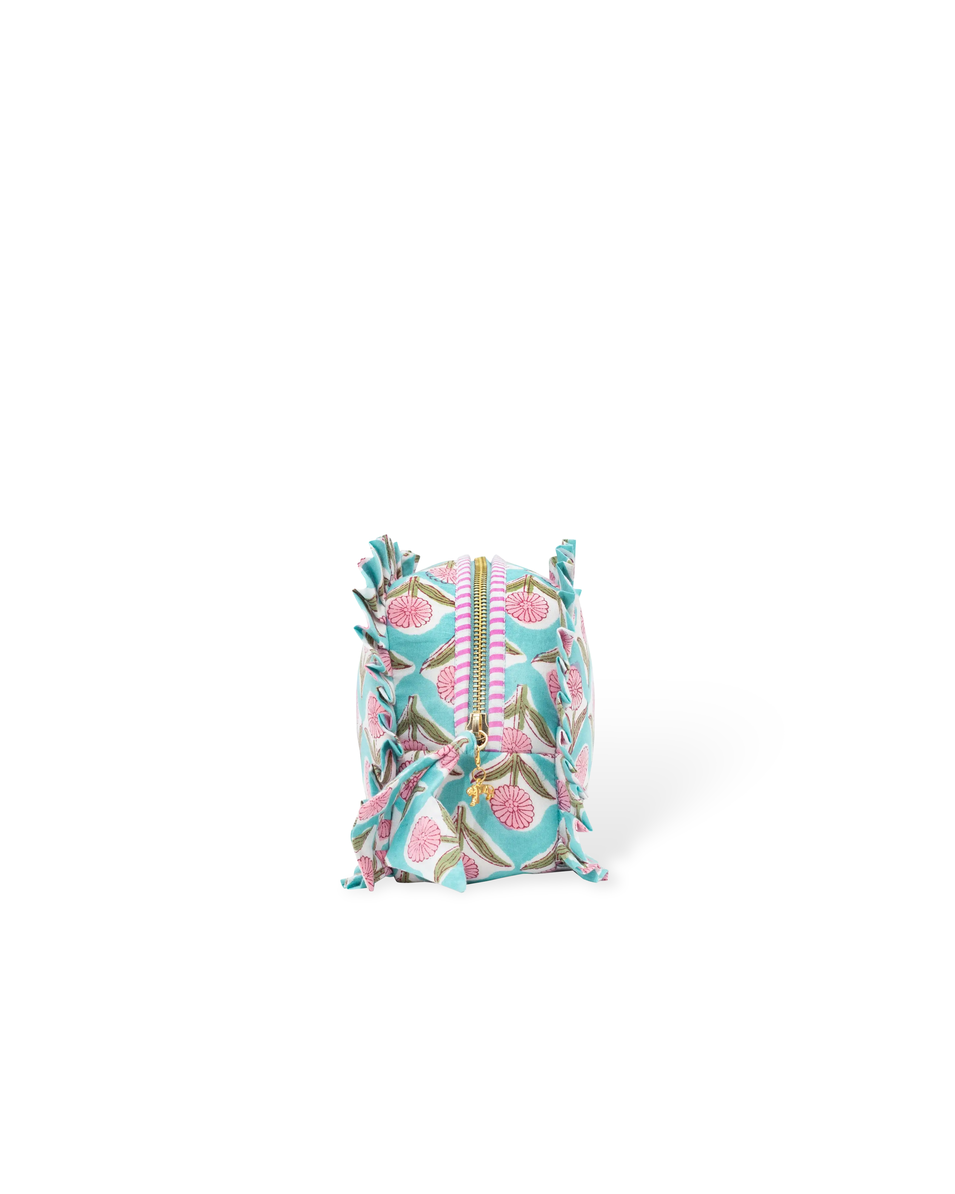 Aqua Daisy Frill Makeup Bag