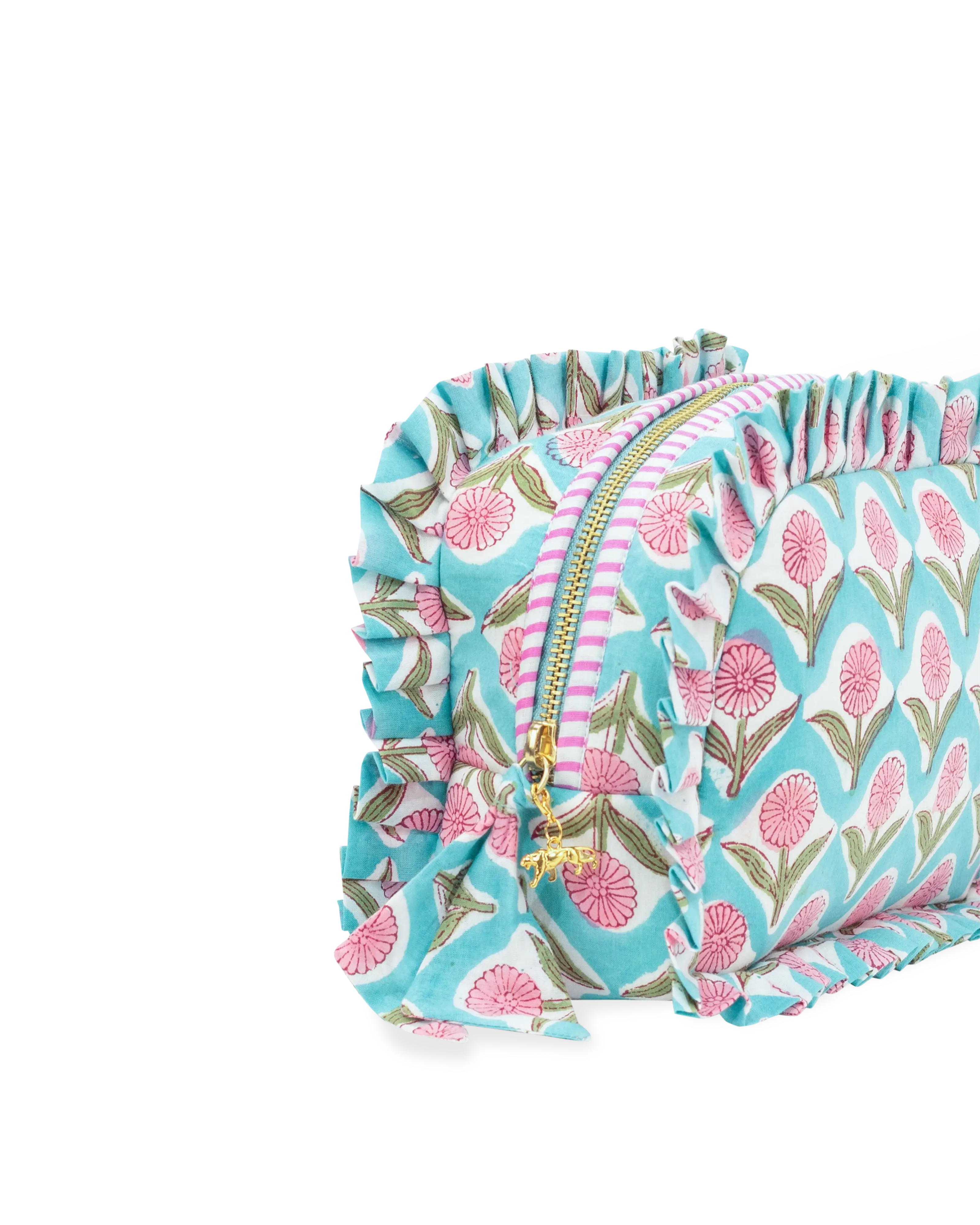 Aqua Daisy Frill Makeup Bag