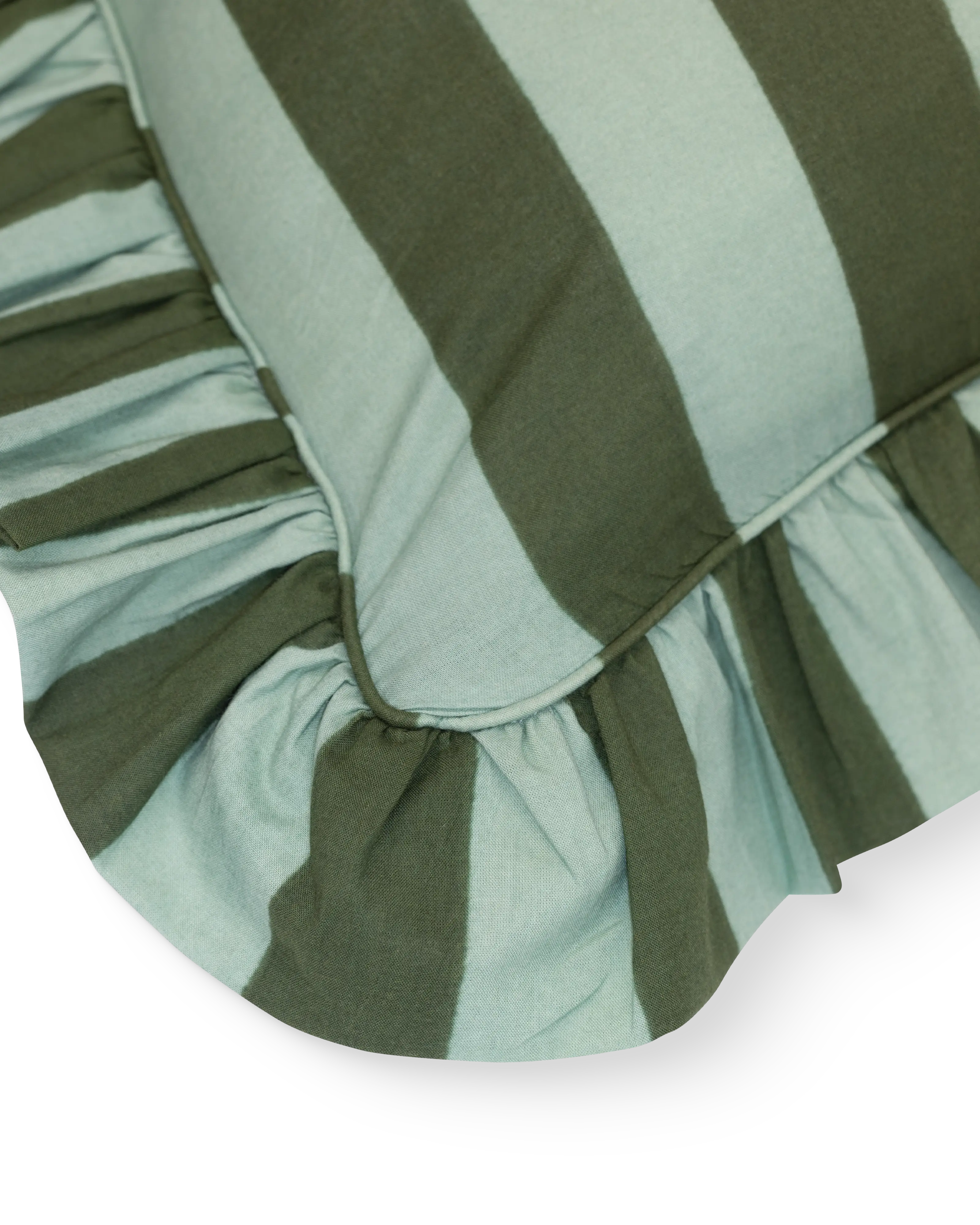 Olive & Sage Striped Ruffle Cushion Cover
