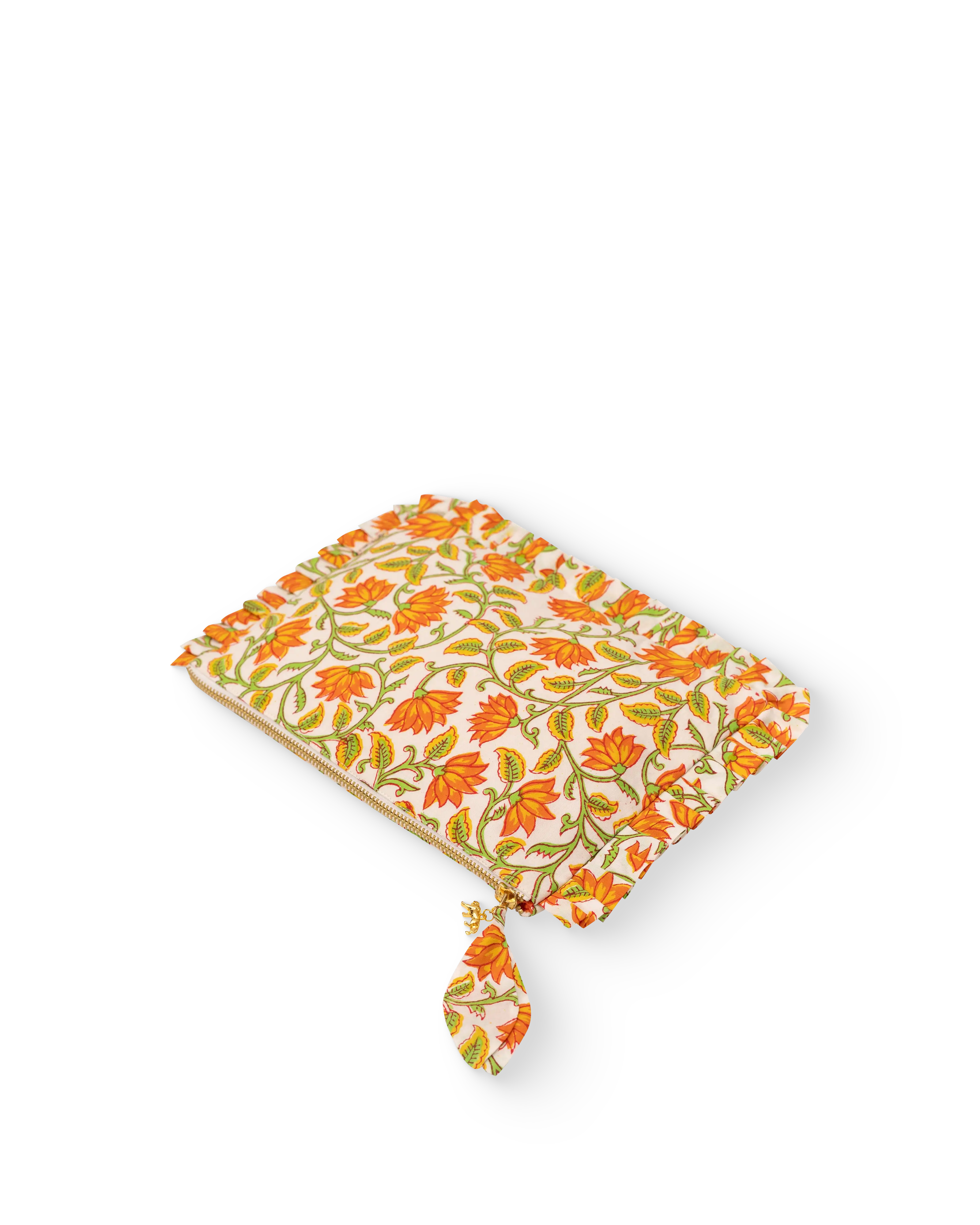 Basanti Bagh Frill Everyday Pouch