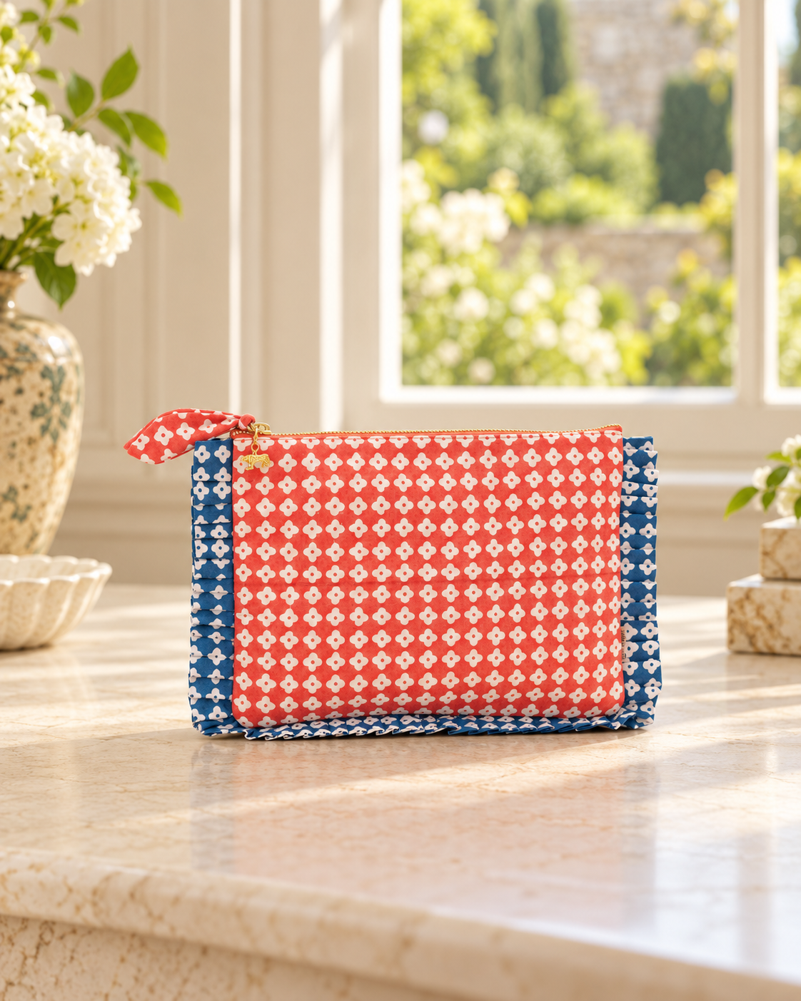 Red Dot Blossom Frill Everyday Pouch