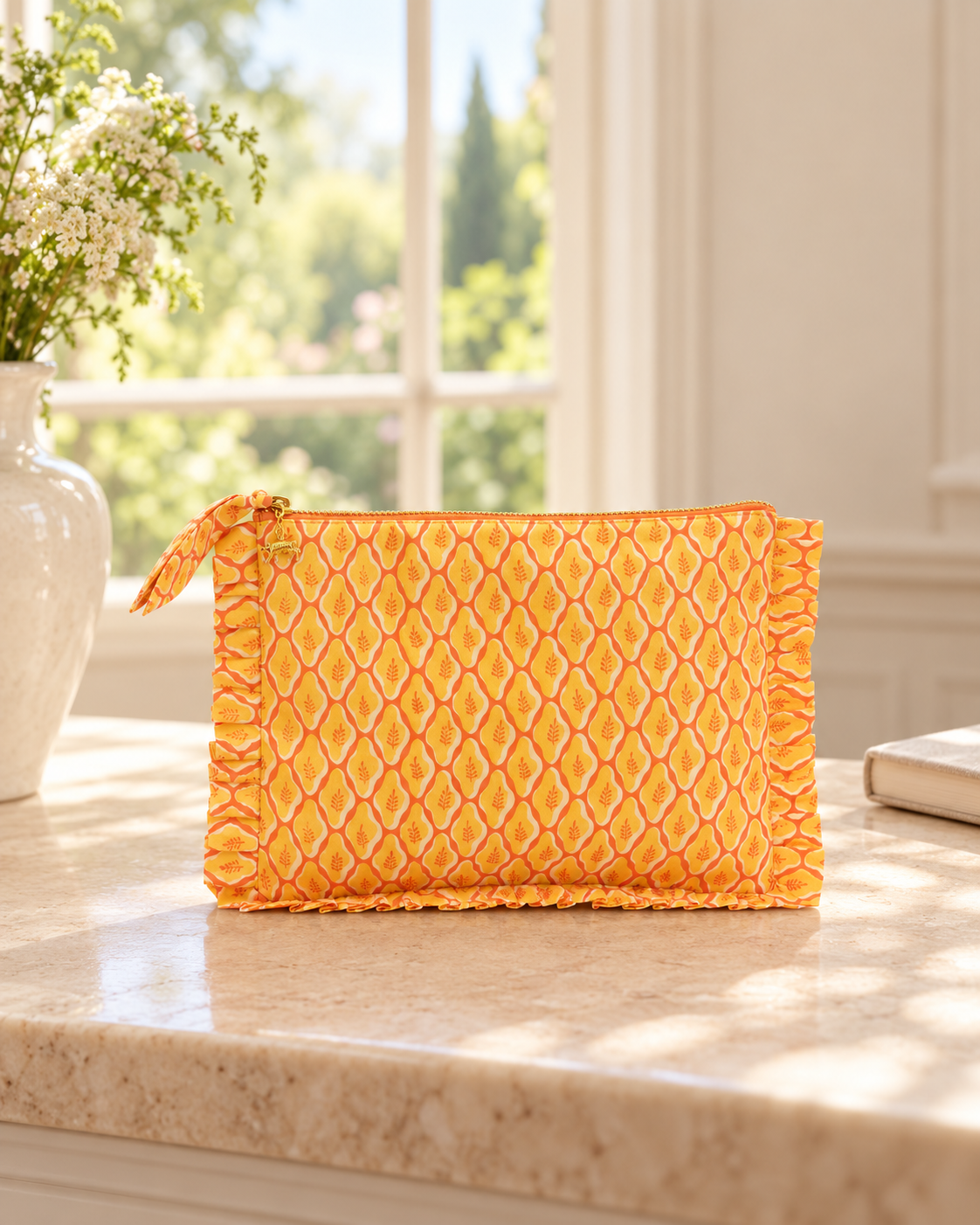 Mustard Buti Frill Everyday Pouch
