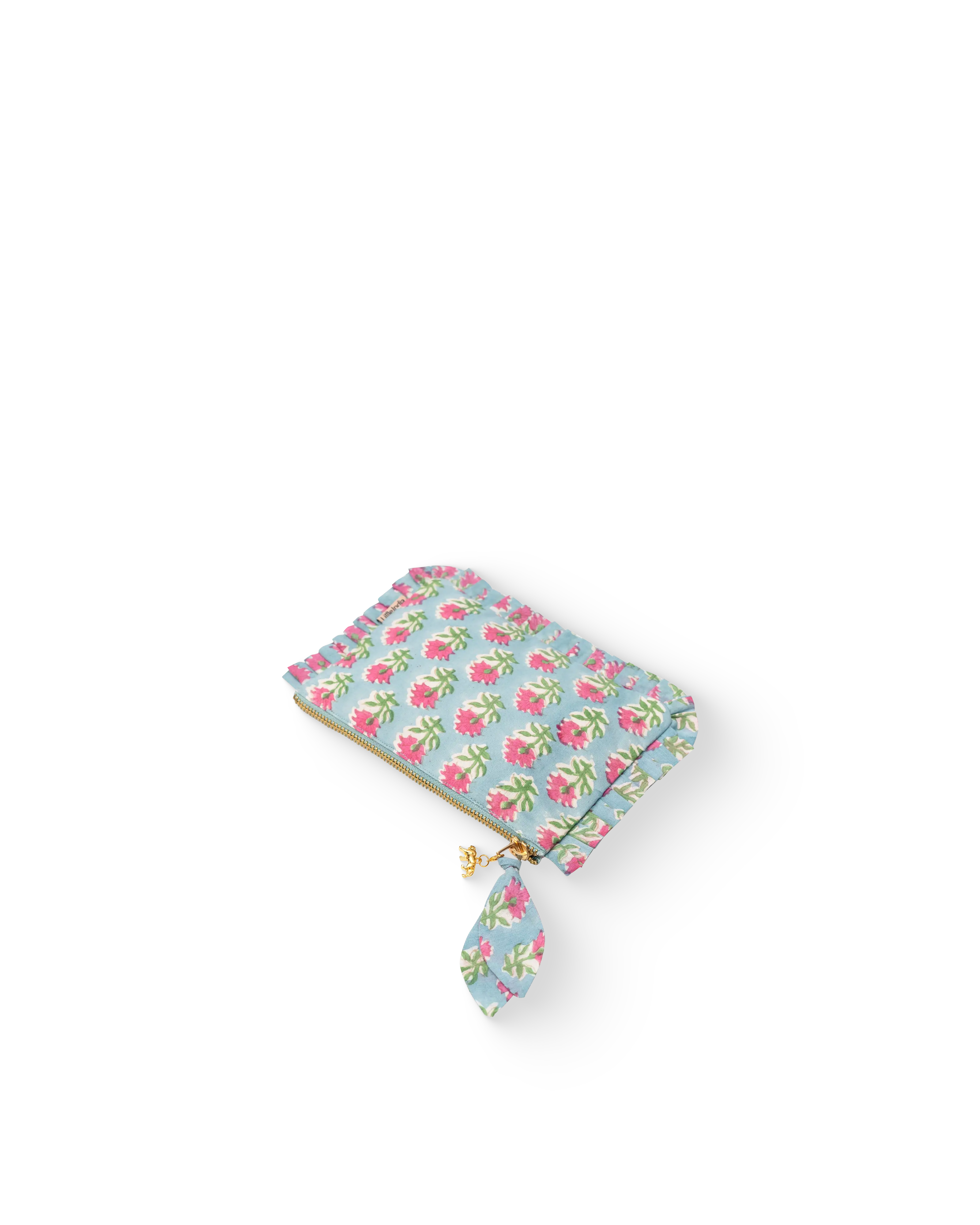 Blue Buta Frill Mini Pouch