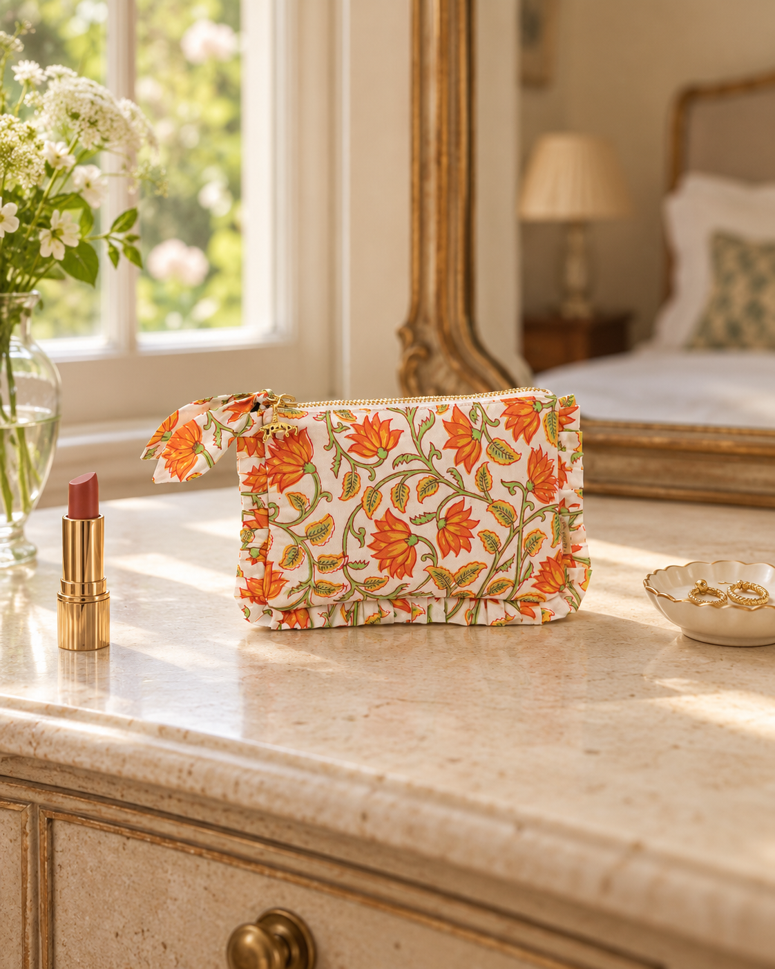 Basanti Bagh Frill Mini Pouch