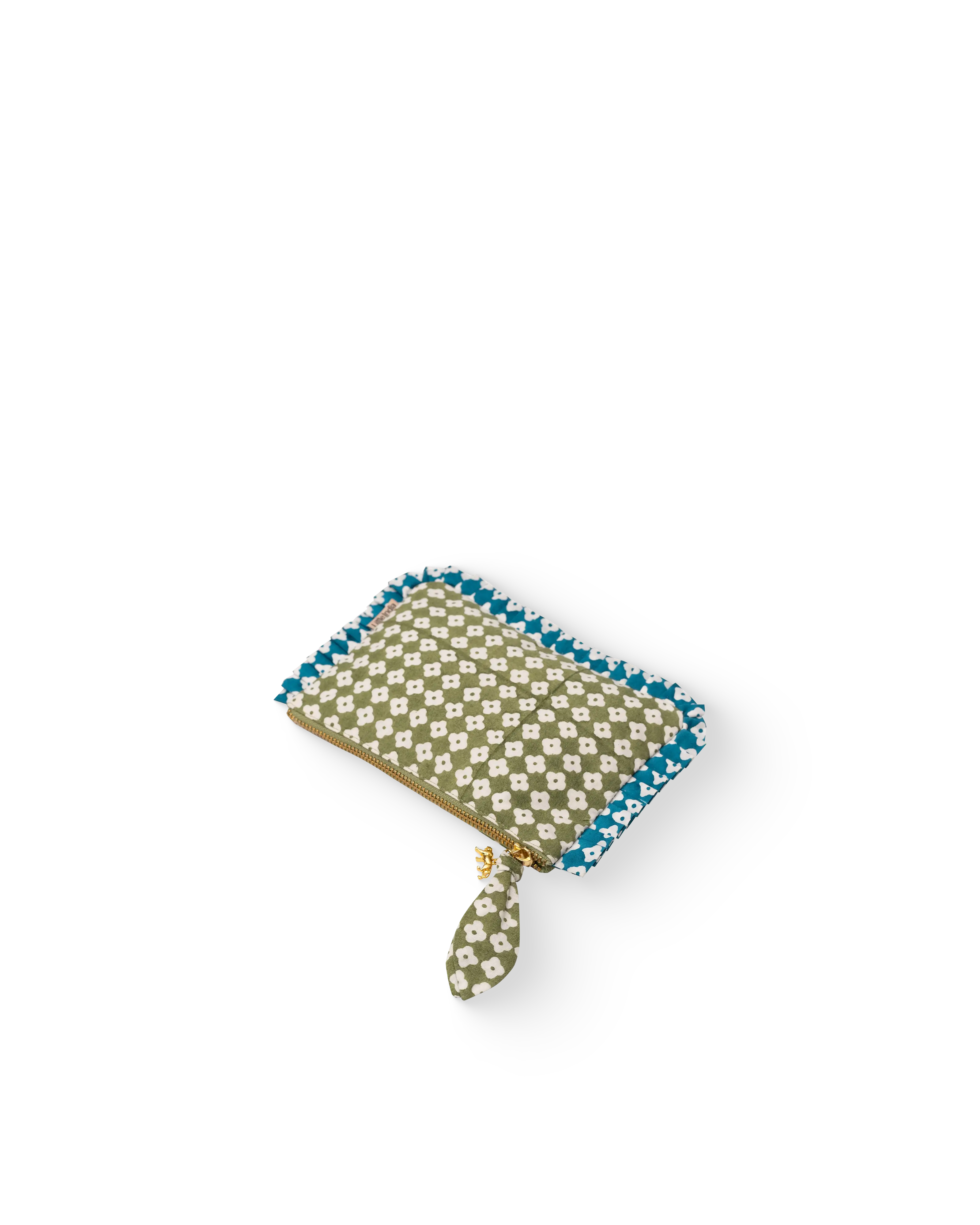 Green Dot Blossom Frill Mini Pouch