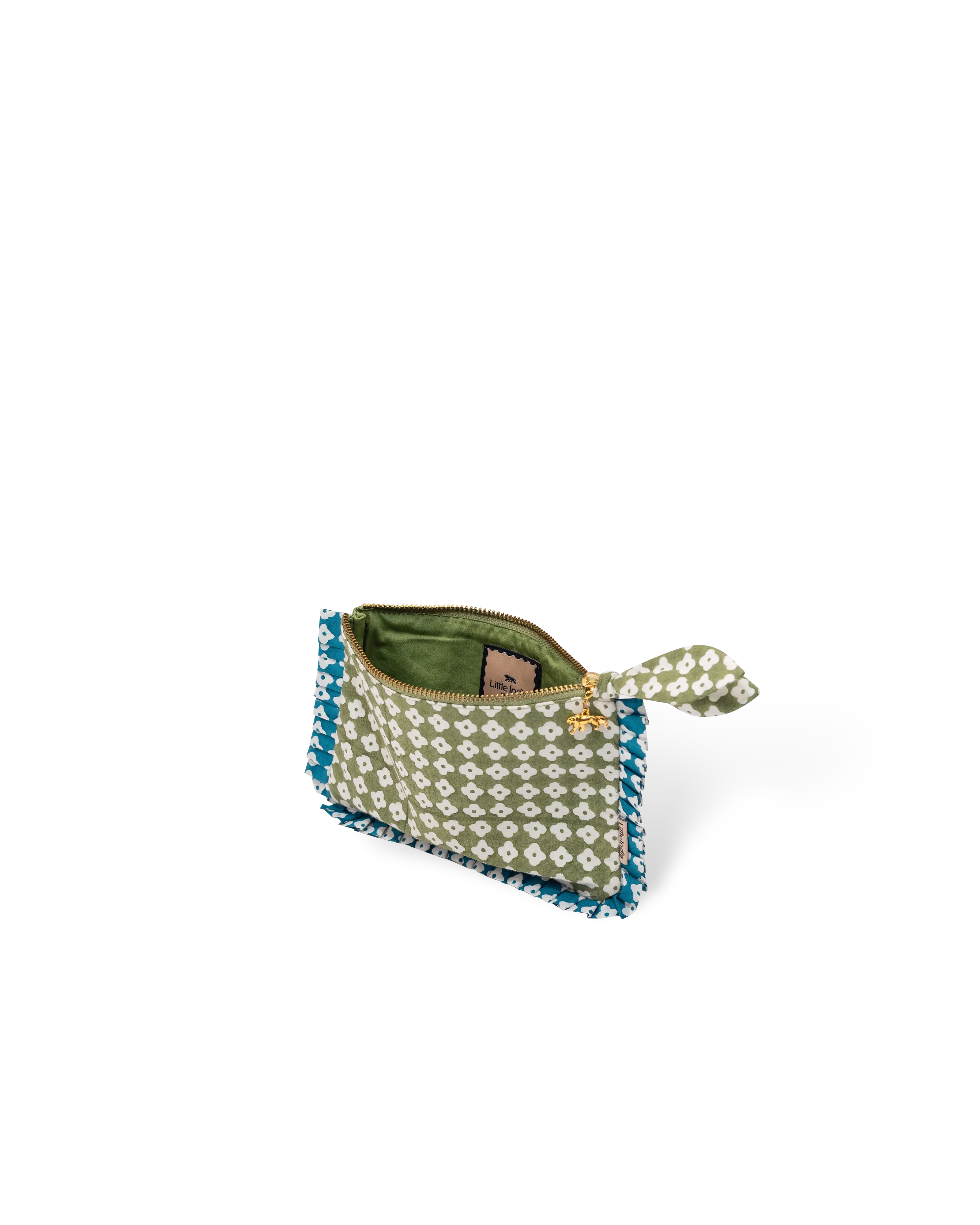 Green Dot Blossom Frill Mini Pouch