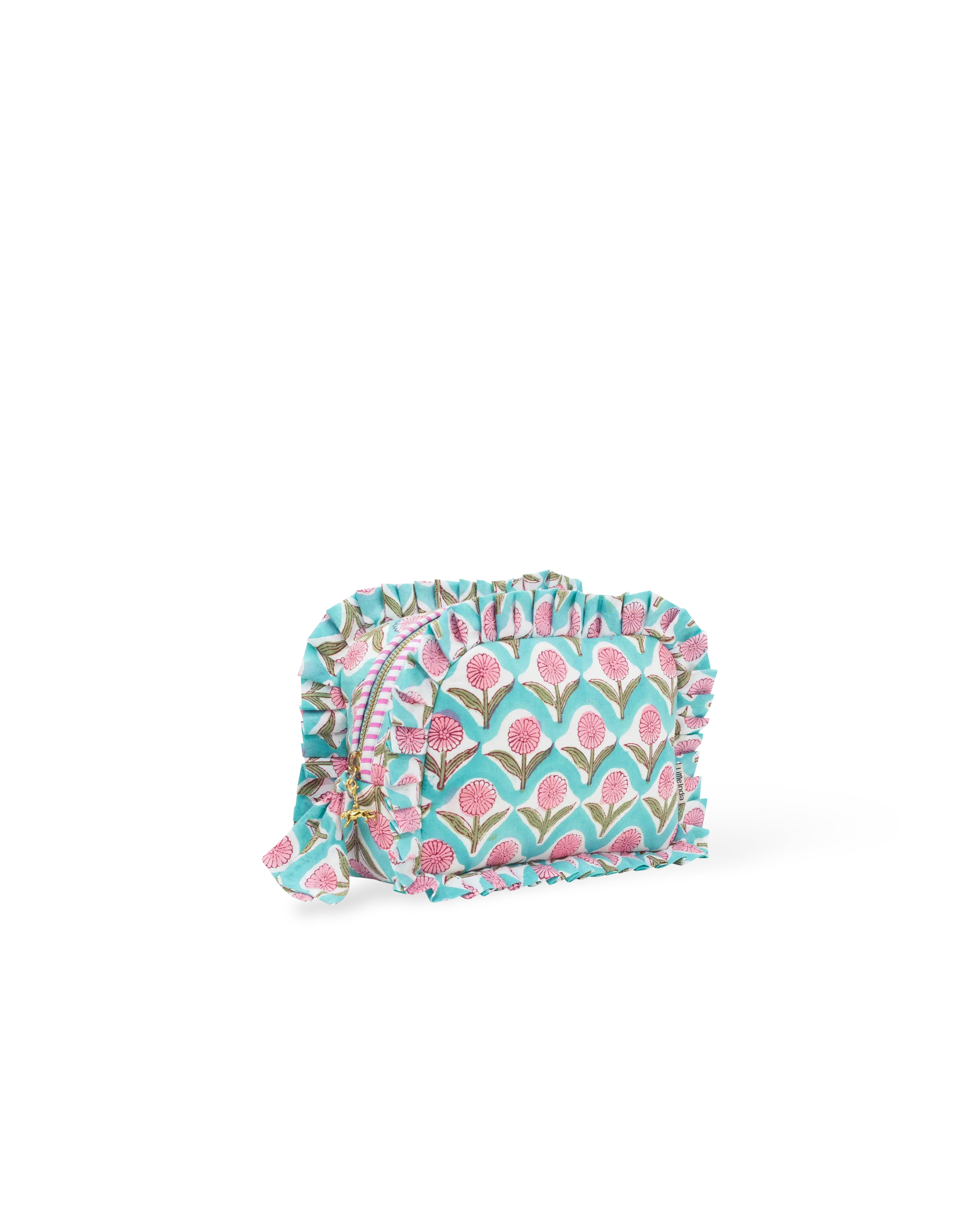 Aqua Daisy Frill Makeup Bag