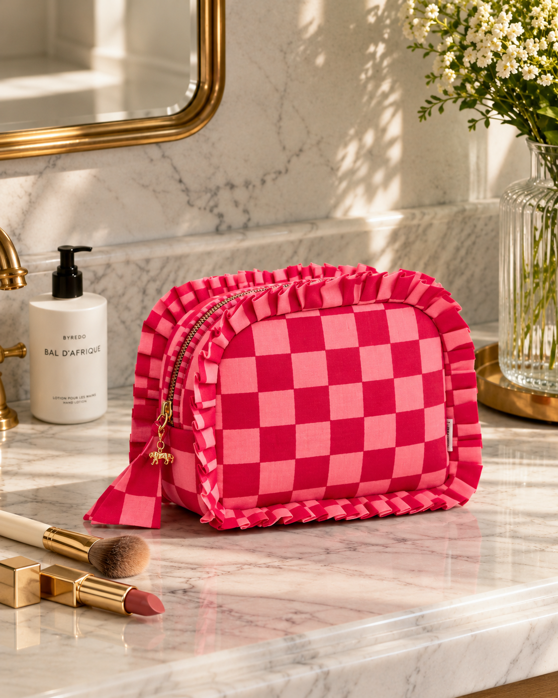 Candy Cheques Frill Makeup Bag