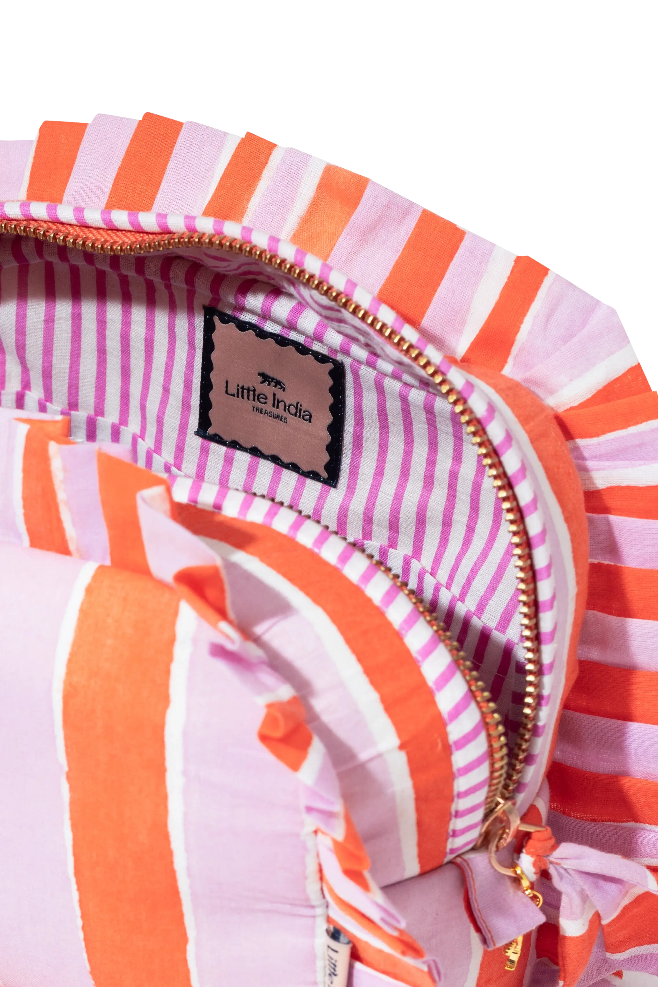 Pushkar Stripes Frill Makeup Bag