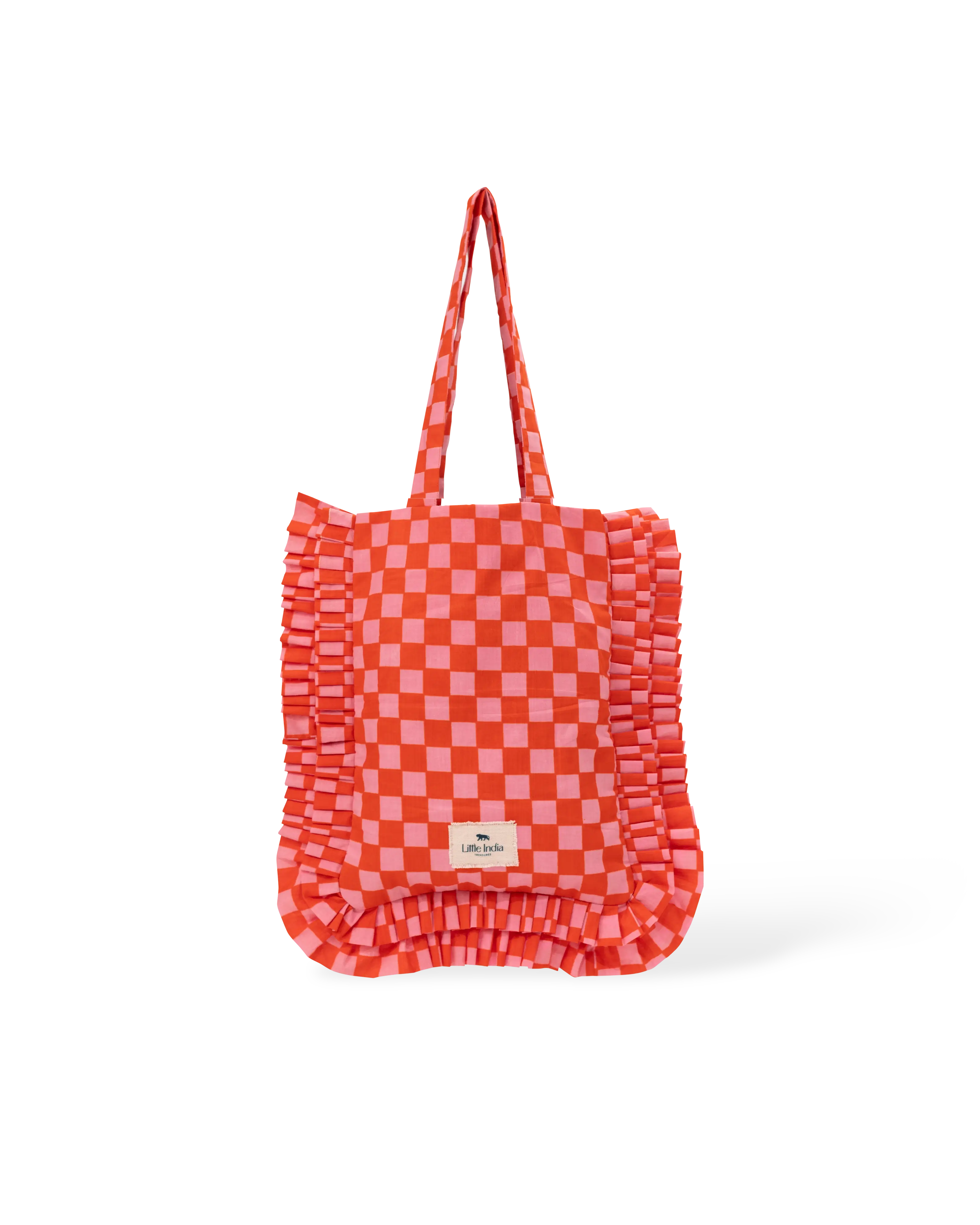 Berry Cheques Frill Tote