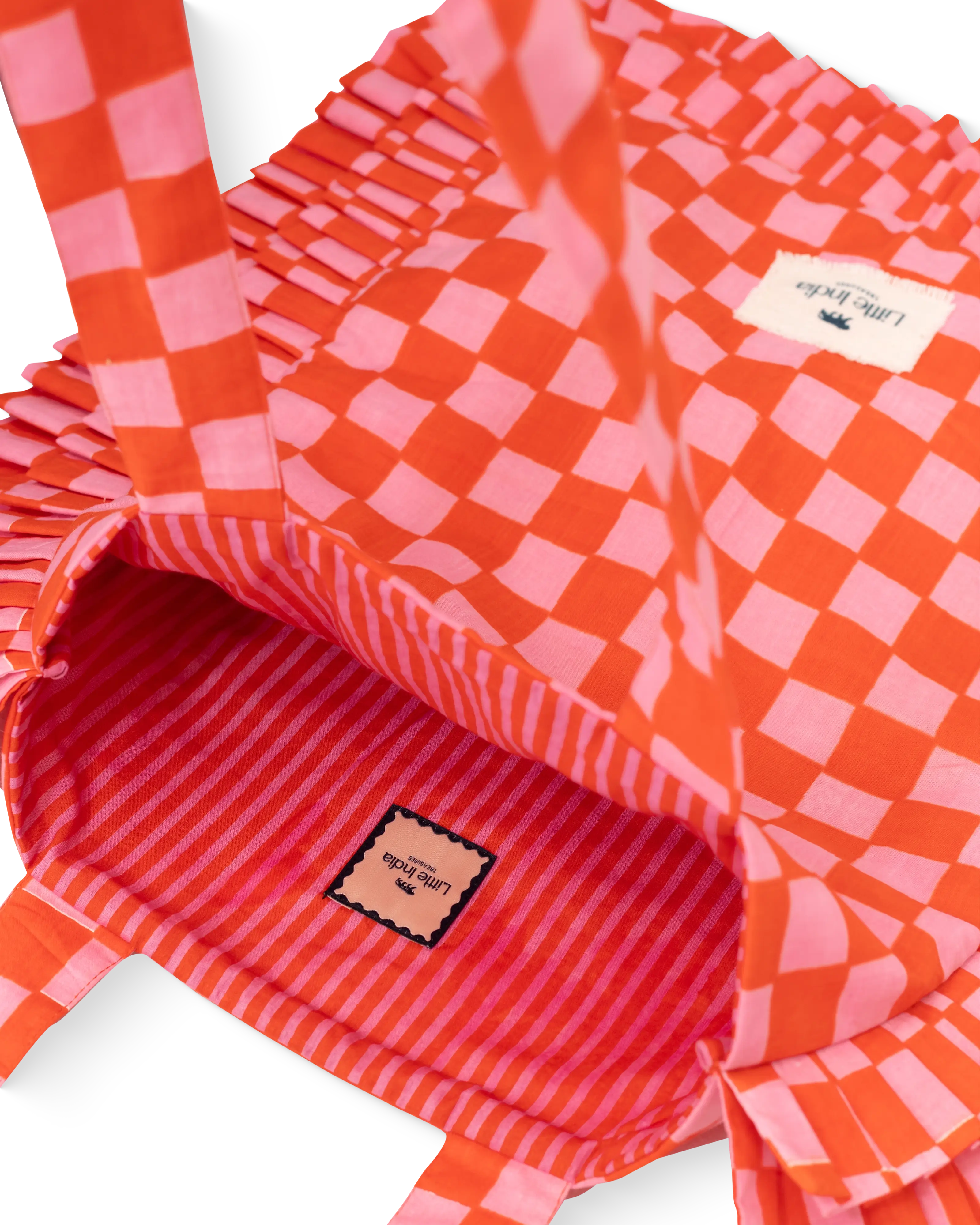 Berry Cheques Frill Tote