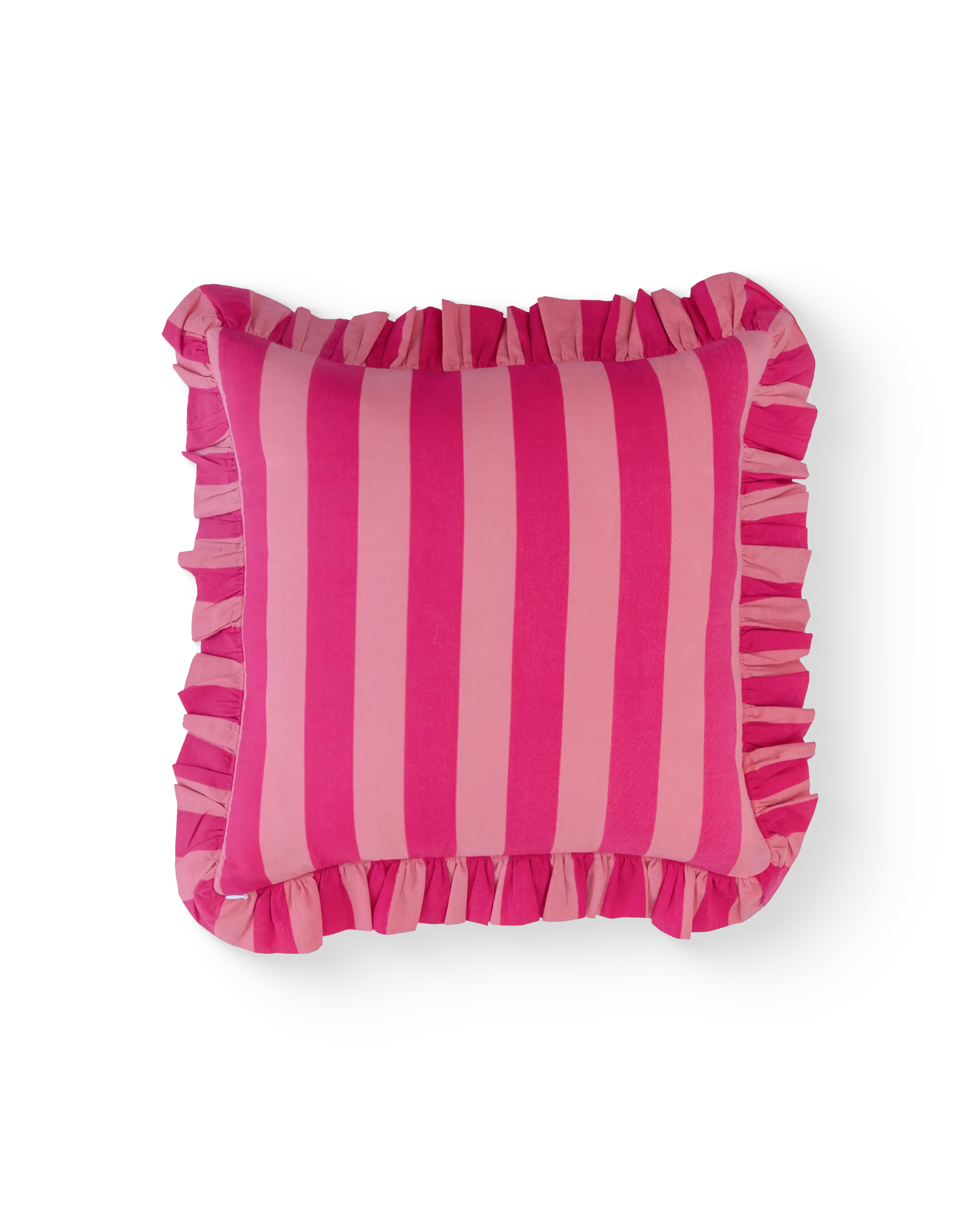 Peach & Pink Striped Ruffle Cushion Cover