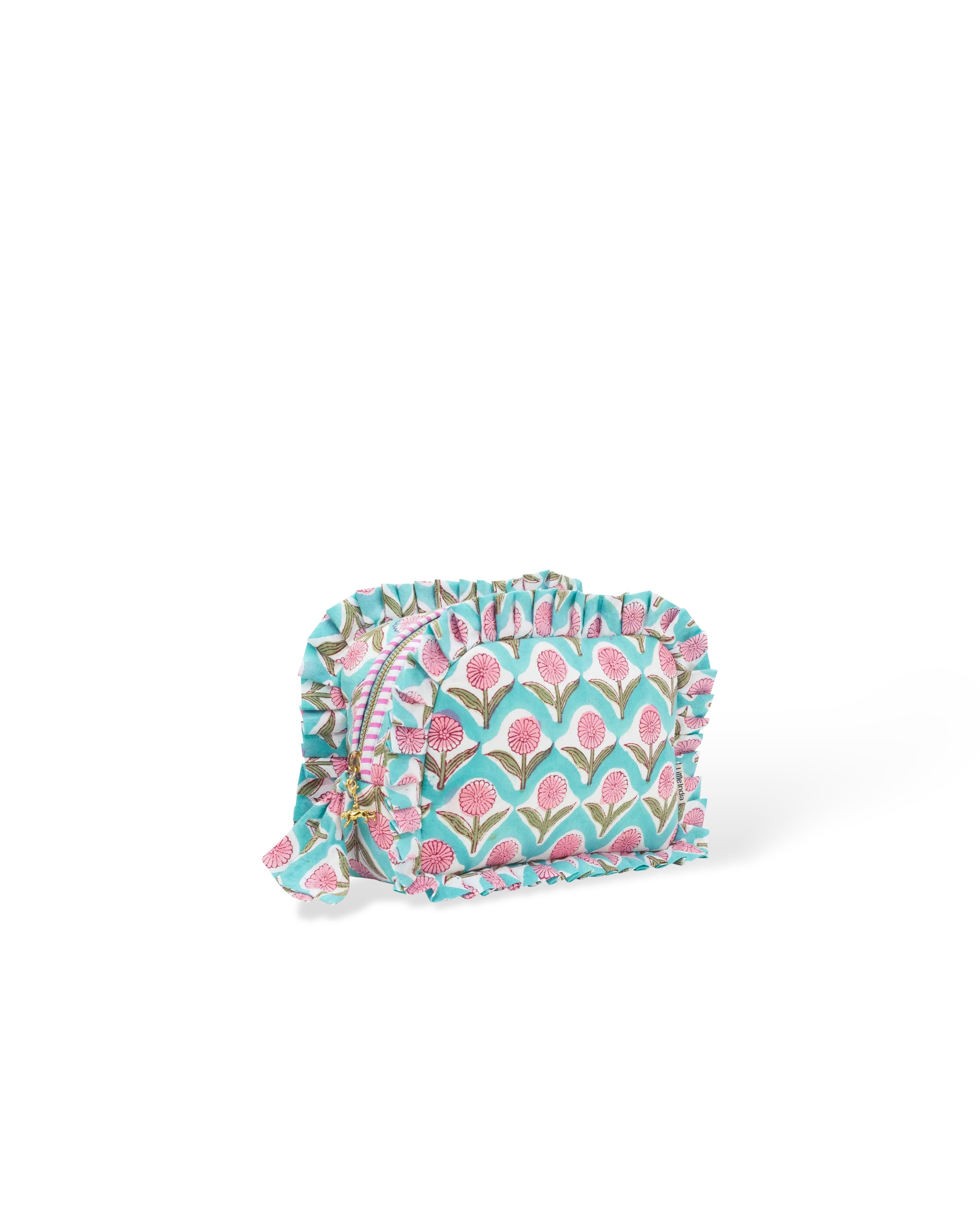 Aqua Daisy Frill Makeup Bag