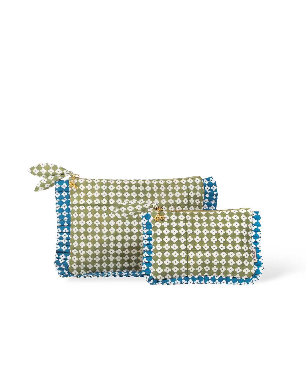 Green Dot Blossom Frill Everyday Pouch