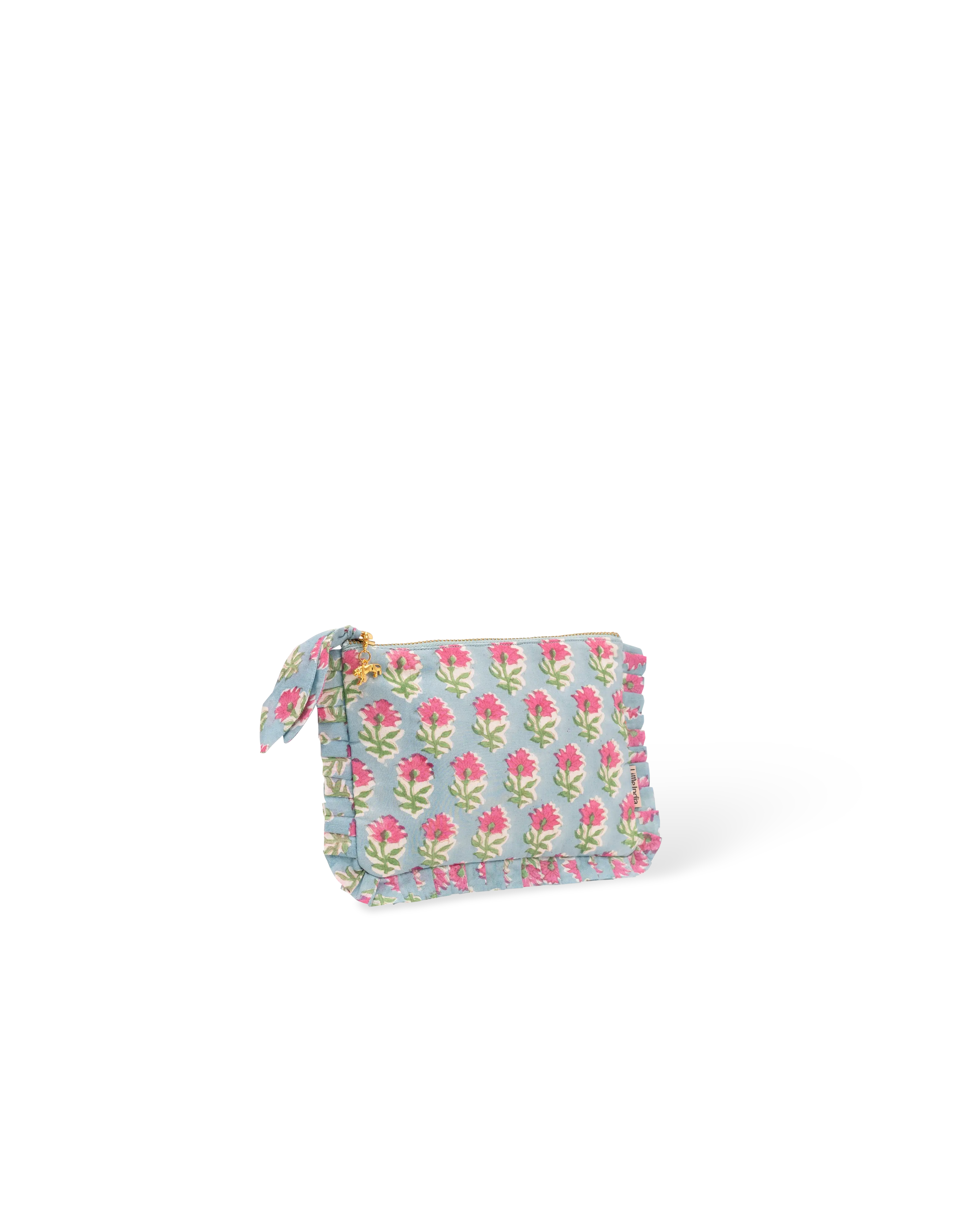 Blue Buta Frill Mini Pouch