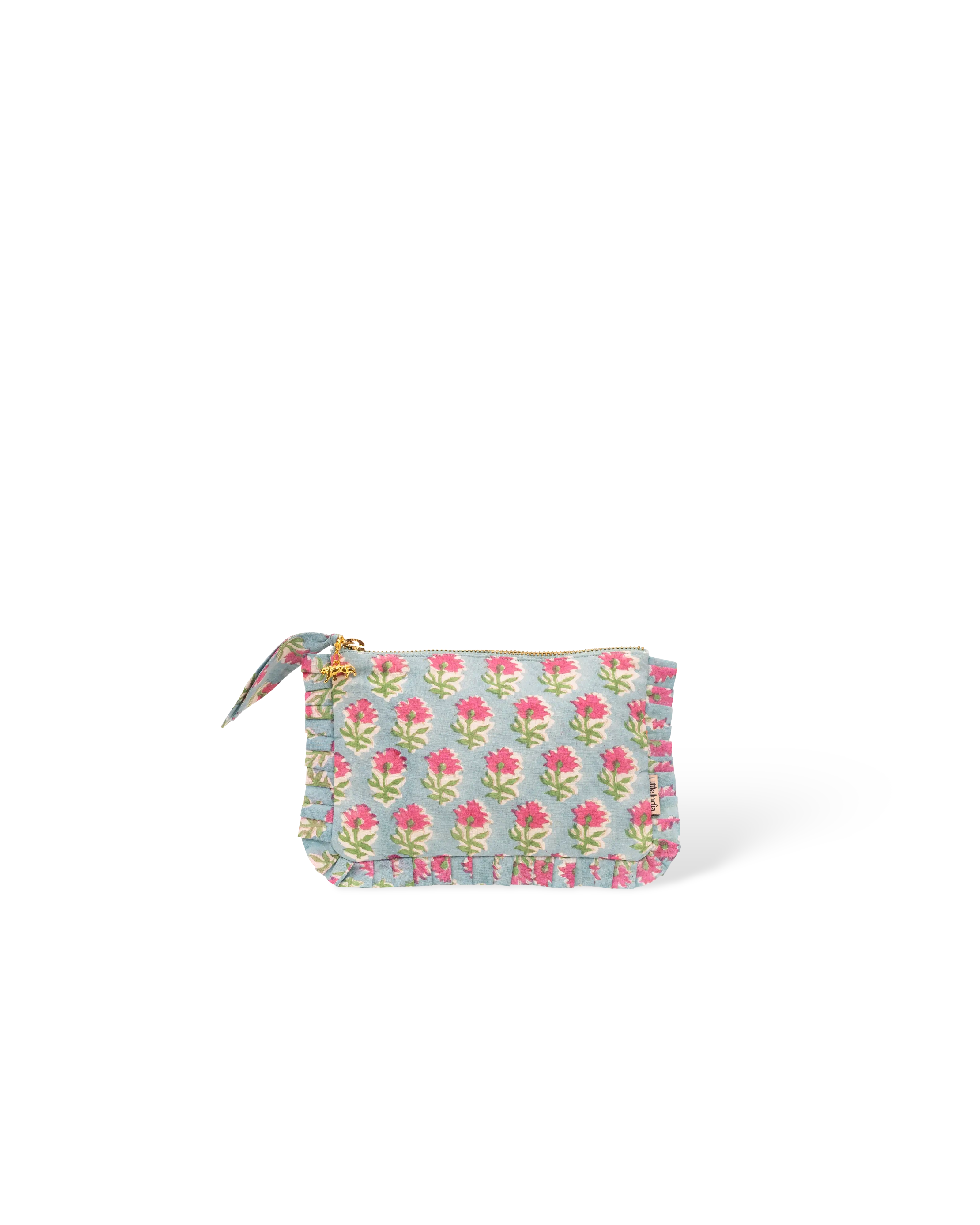 Blue Buta Frill Mini Pouch